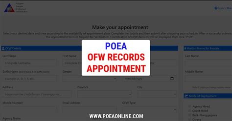 poea online appointment|Records .
